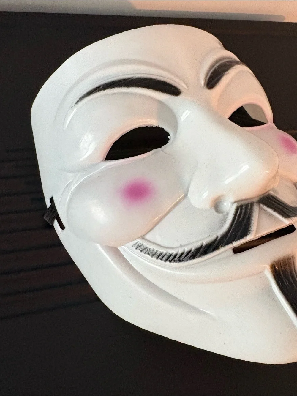 White Guy Fawkes Style Mask with Pink Cheeks